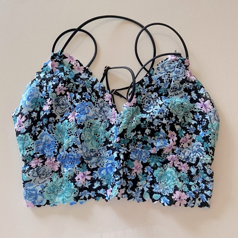 Victoria's Secret Floral Lace Women Top - Black, Blue, Pink.